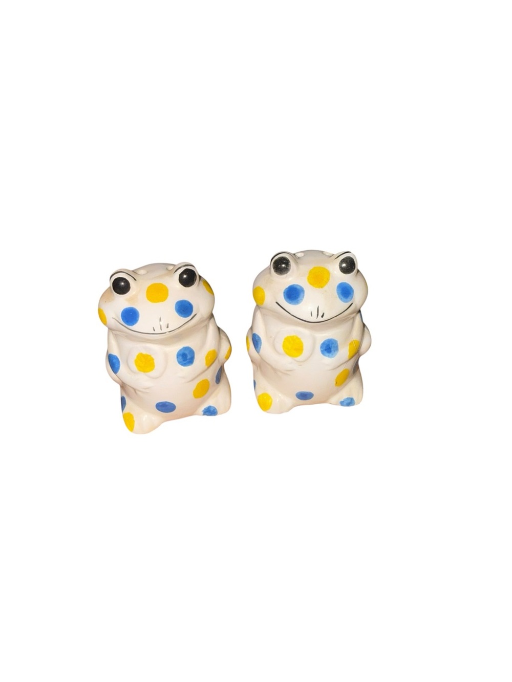 Little vintage polka dot frog salt and pepper shakers